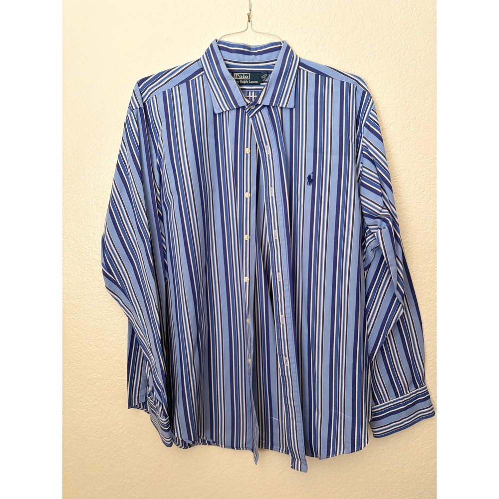 Polo Ralph Lauren Striped Button Down Shirt Preppy‎ Country Club Golf Career XXL